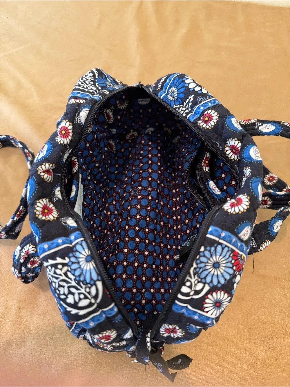 Vera Bradley Quilted Floral Cosmetic Bag - Blue/Black/Red